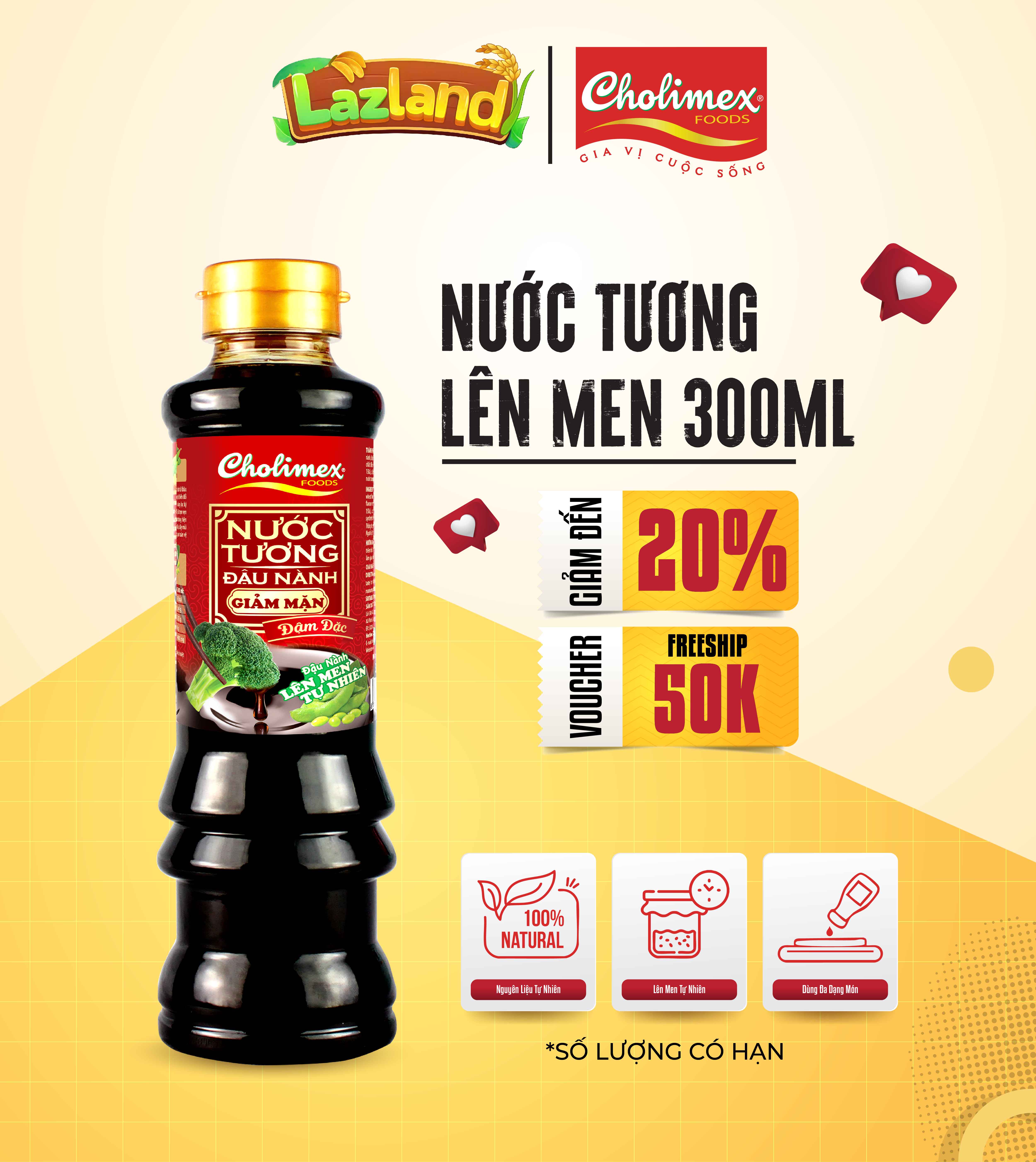 [Toàn Quốc] HÀNG KHÔNG BÁN [Chỉ Có Tại LAZLAND] Nước tương lên men CholimexFoods 300ml