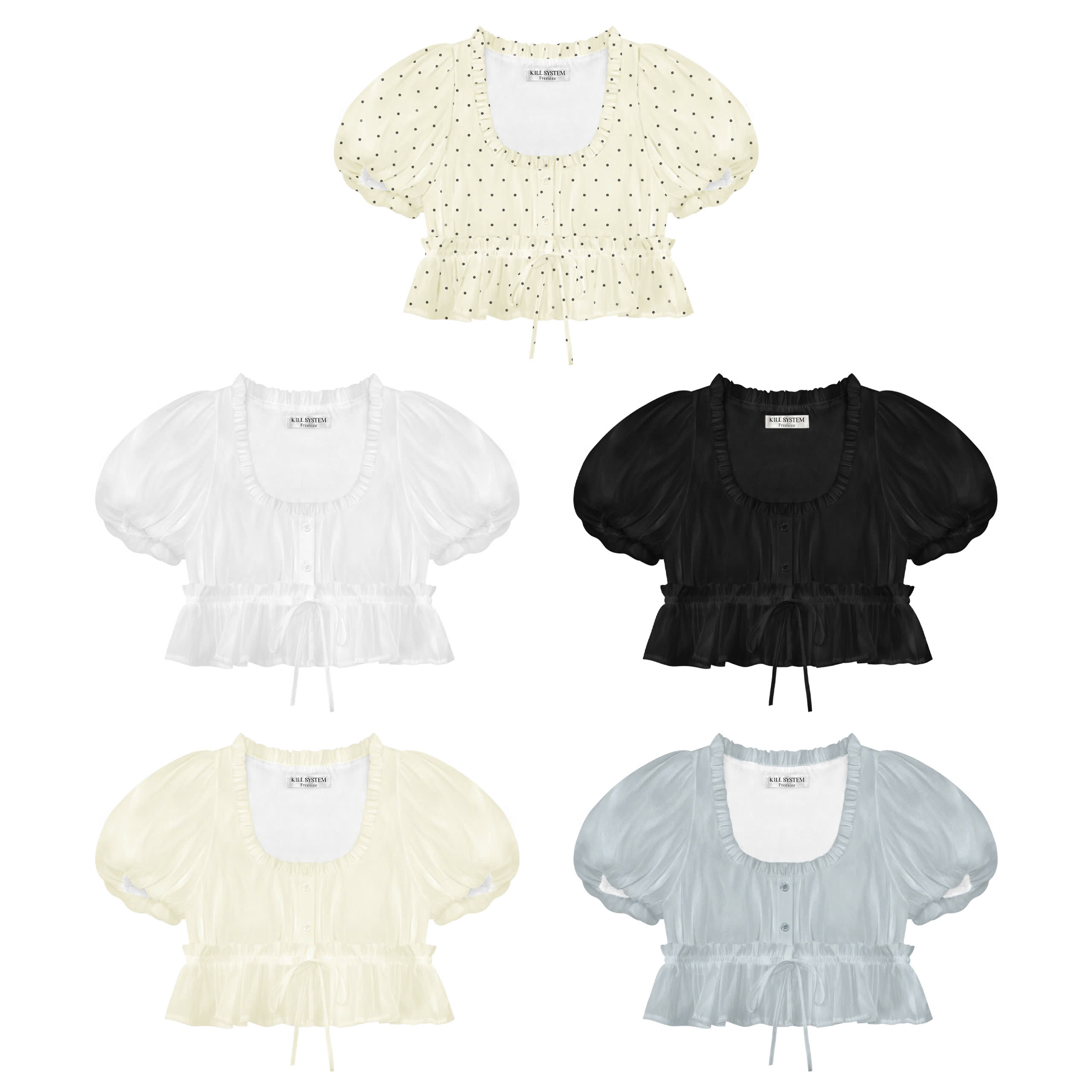 Áo babydoll tay phồng HYOMIN 2 tầng layer bèo bo chun eo - KILLSYSTEM