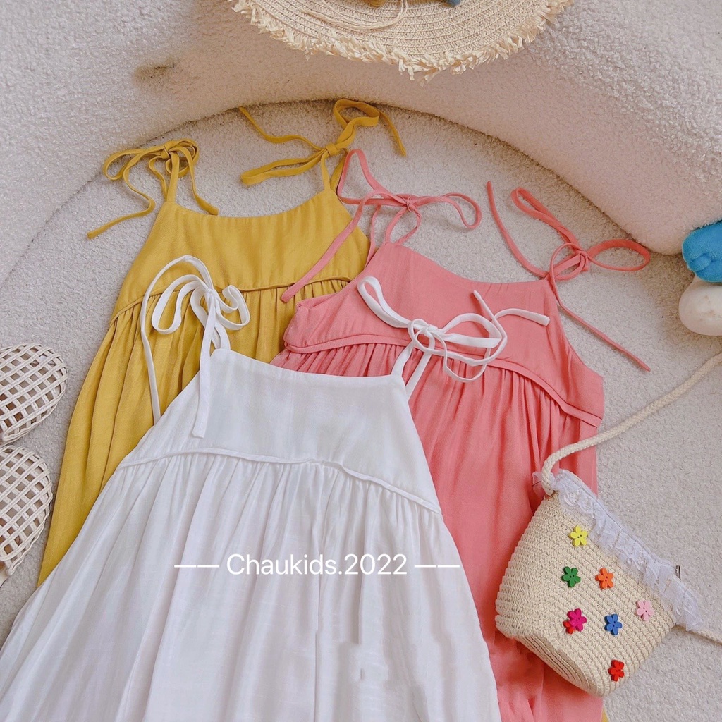 Váy bé gái, váy maxi 3 màu dây điều chỉnh được cho bé