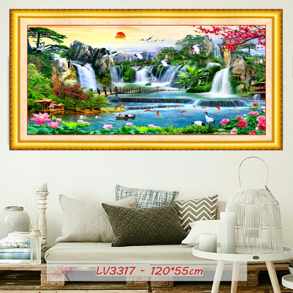 Tranh Thêu Chữ Thập Phong Cảnh 3D LV3318 160*75CM (TRANH TỰ THÊU)