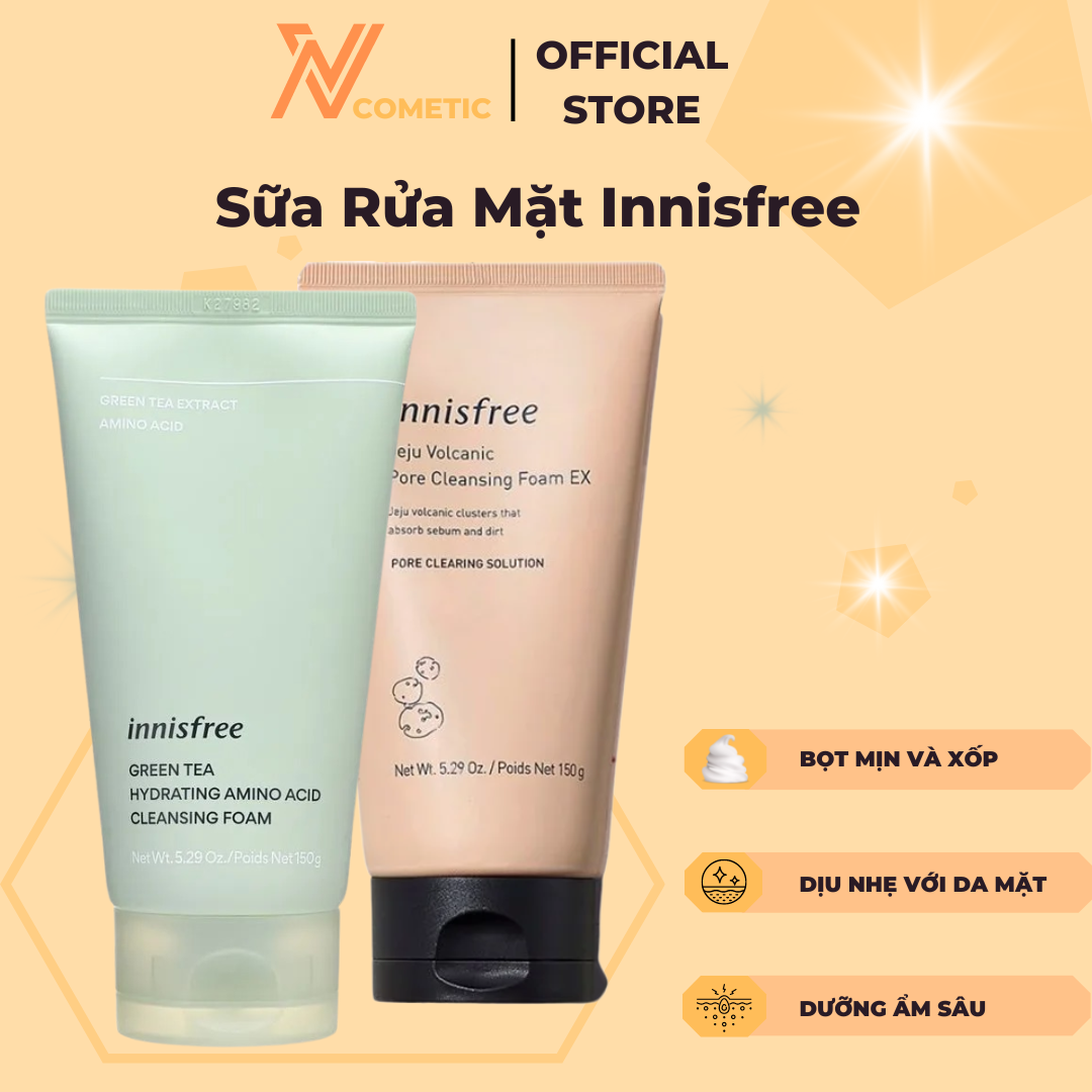 Sữa rửa mặt se khít lỗ chân lông innisfree volcanic pore bha cleansing foam giúp loại bỏ bã nhờn, dầu thừa mang lại một làn da sạch sẽ và tươi sáng