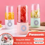 Panasonic Máy Xay Sinh Tố cầm tay mini tích điện - máy say sinh tố đa năng - dung tích 500Ml - Công suất 30W - Dung Lượng Pin 1300Mah - Sạc Pin 6 Lưỡi Inox sạc USB Mang Đi Tiện Lợi