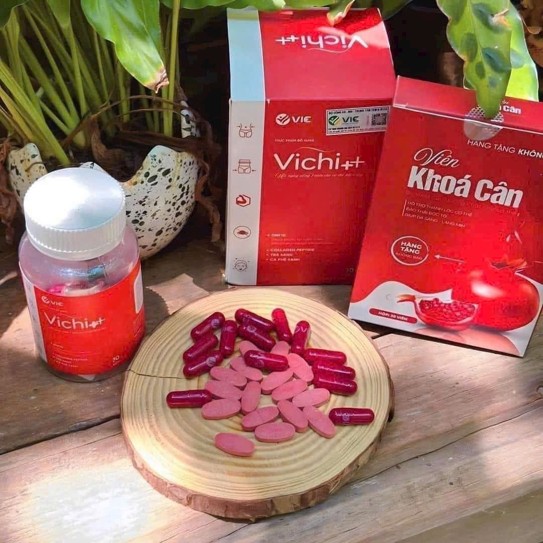 ( CHÍNH HÃNG ) VIÊN UỐNG GIẢM CÂN THẢO MỘC VICHI++ ,Tặng Kèm Khóa Cân Lựu Đỏ, thực phẩm bổ sung.