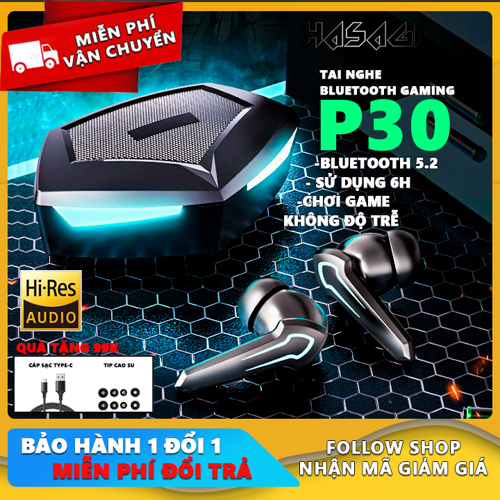 Tai nghe Gaming p30 chuẩn bluetooth 5.1, gaming mode, thiết kế LED cục đẹp