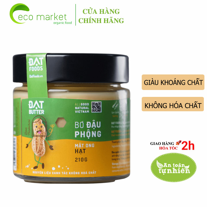 Bơ đậu phộng tự nhiên có hạt Đạt Butter 210g