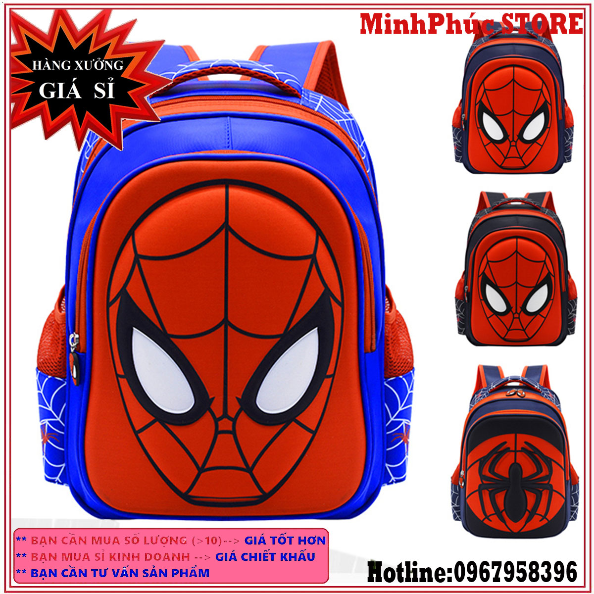 [ GIẢM GIÁ SIÊU SỐC -2 SIZE ] Balo siêu nhân cho bé trai cấp 1, Cấp 2 cặp sách đi học cho bé trai tiểu học, trung học in 3D hình người nhện cho bé trai đi học từ lớp 1 - 3- 9