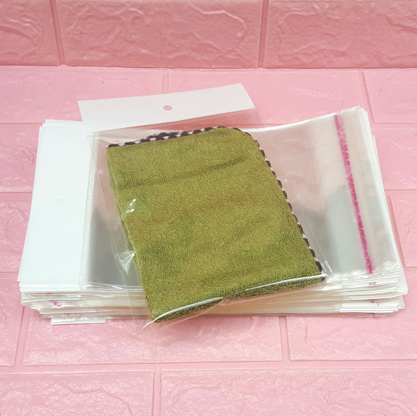 1kg Túi Opp dán mép (Treo) 15x18cm (+ 4cm + 4cm) - Túi ni lông băng keo dán miệng - Bao nilon dán miệng
