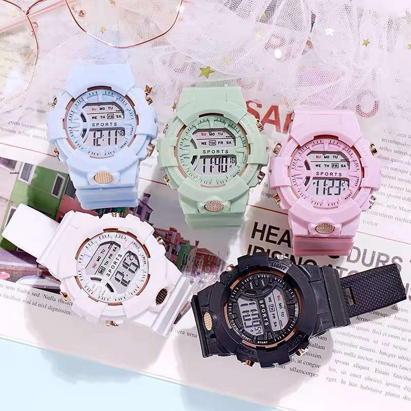 Đồng Hồ Điện Tử Sport chạy full chức năng có chống nước dành cho học sinh sinh viên S108 dây nhựa có đèn ban đêm và báo thức
