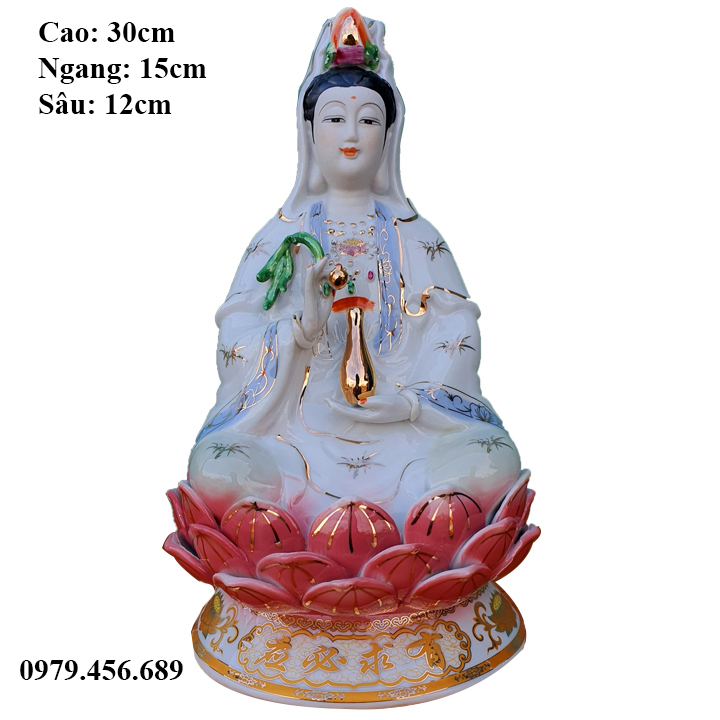 Tượng phật bà quan âm 12in màu xanh