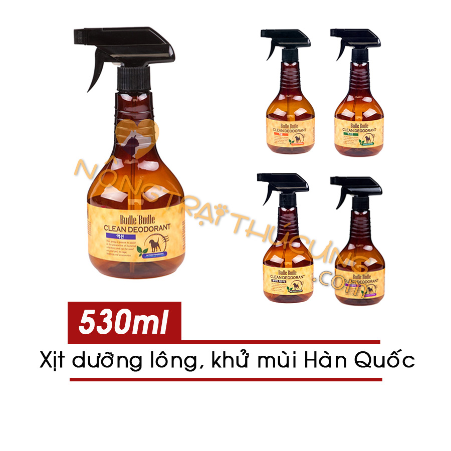 Xịt Khử Mùi Dưỡng Lông Cho Chó Mèo Budle Budle 530ml Hàn Quốc - Đủ 5 mùi -