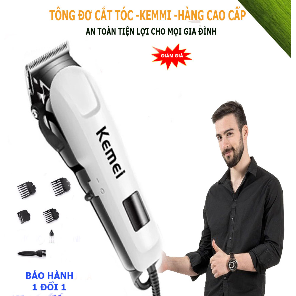 Tông đơ cắt tóc, tăng đơ cắt tóc cho bé Kemei 809C - Thiết kế với lưỡi cắt và lược để an toàn khi dùng - Đi kèm 4 đầu lược căn độ dài dễ dàng đáp ứng mọi kiểu tóc - vận hành em ái với nguồn điện từ 100 - 240V