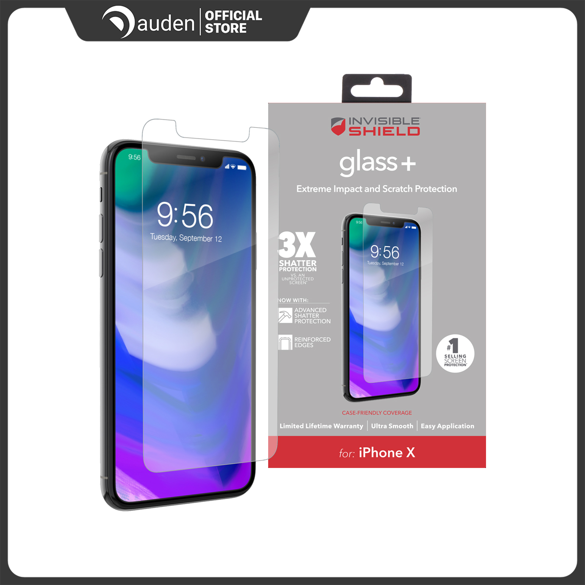 Miếng dán màn hình iphone Invisible Shield Glass + iPhone X/Xs/11Pro - Dâu Đen Store