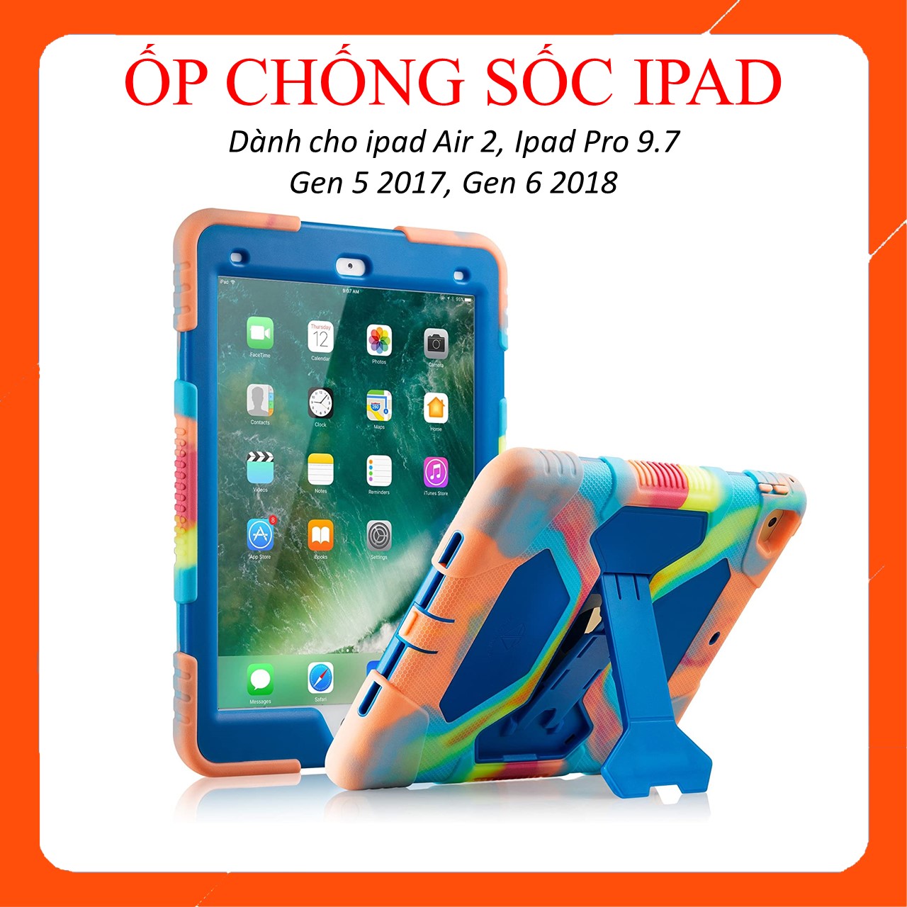 Ốp Ipad Air 2, Pro 9.7, Gen 5 2017, Gen 6 2018, Bao Silicone Chống Sốc Bảo Vệ Ipad Air 2 Cực Tốt