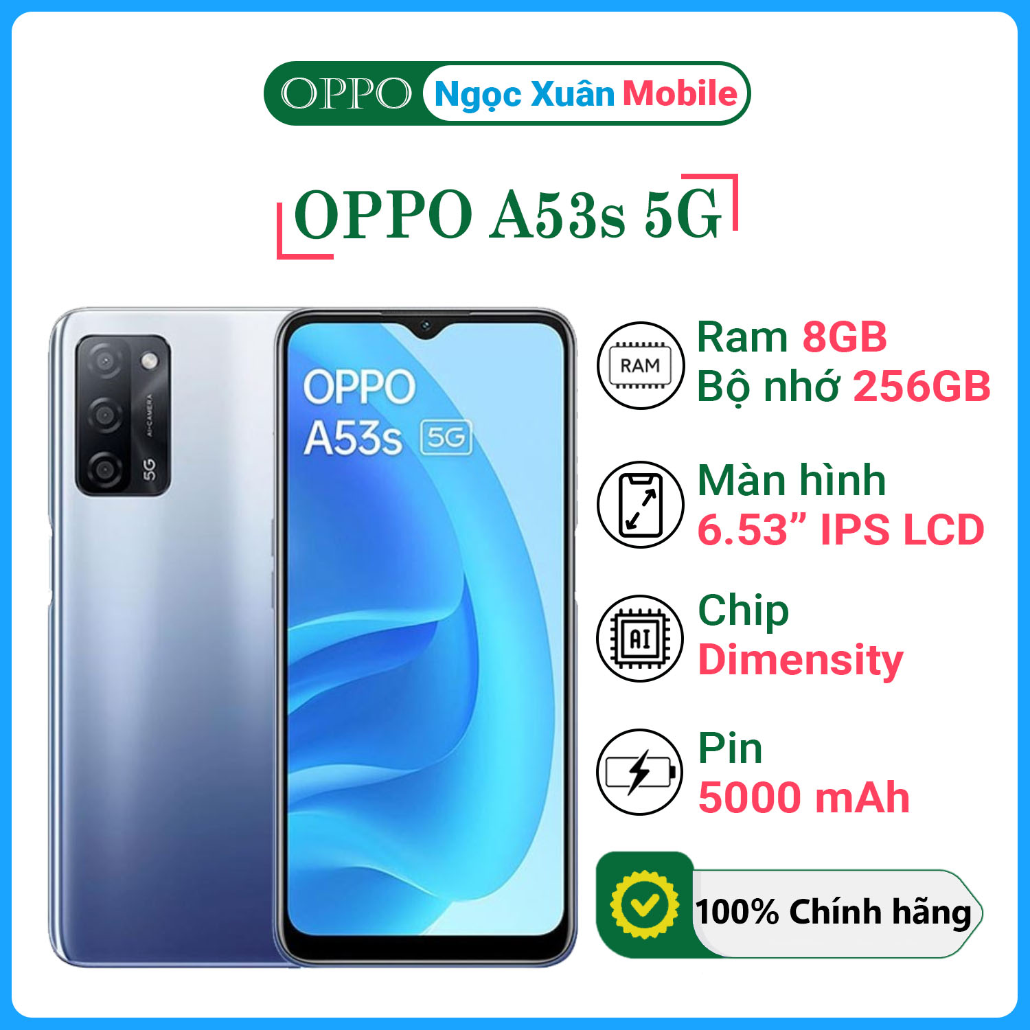 Điện thoại Opo A53s 5G Ram 8GB/256GB nguyên zin đẹp keng TẶNG (cường lực, ốp lưng) - Bảo hành 3 tháng