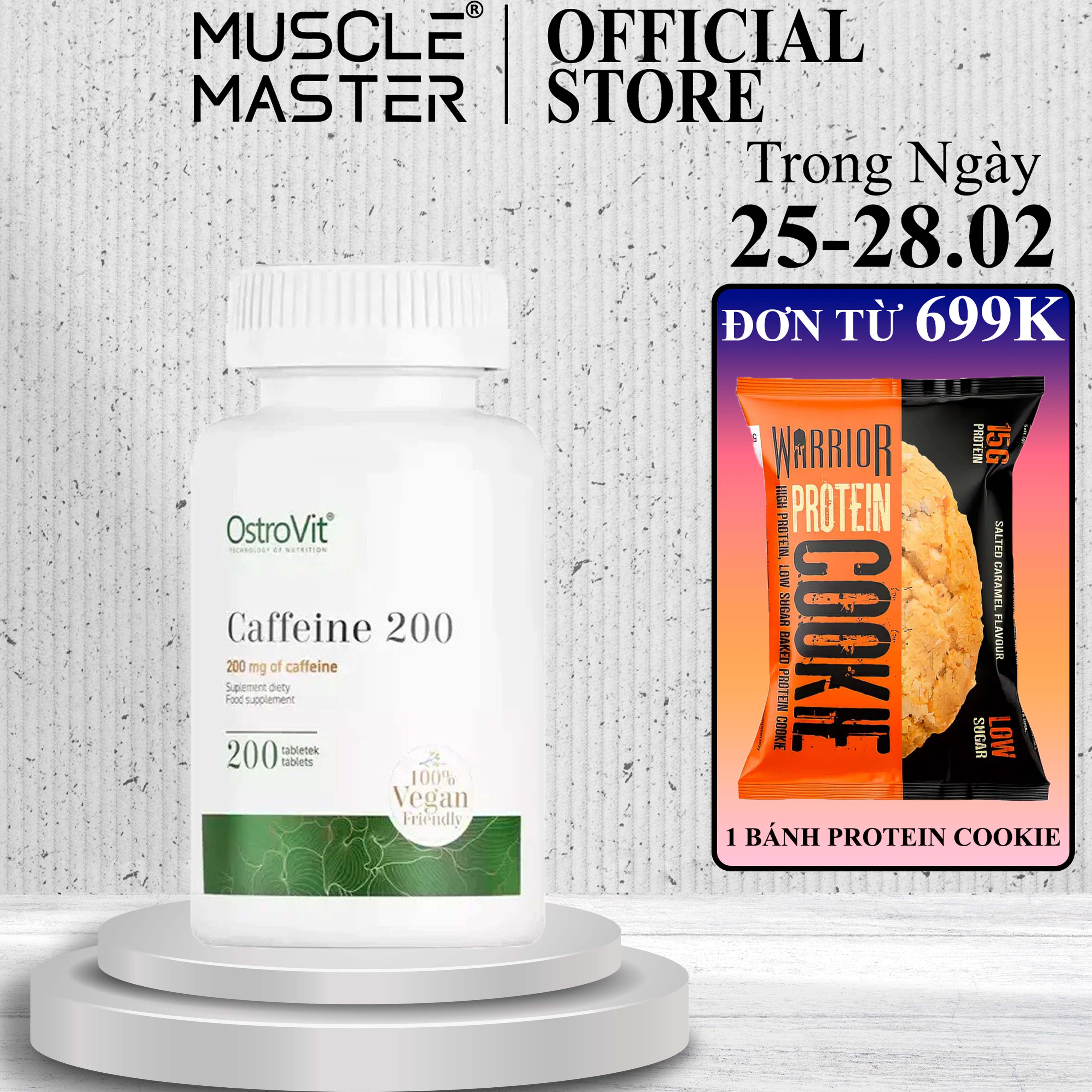 Viên bổ sung caffeine tăng năng lượng, tỉnh táo, tập trung ostrovit caffeine 200 110 viên