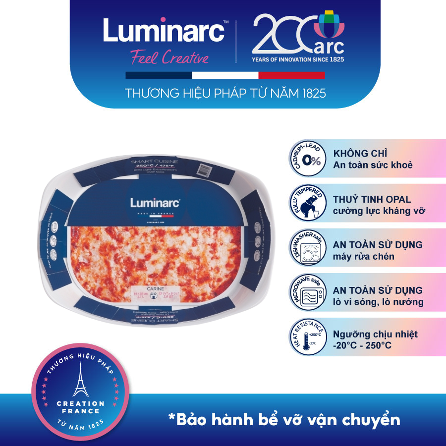 Khay Nướng Thuỷ Tinh Luminarc Smart Cuisine Chữ nhật 34x25cm- LUKHP4027