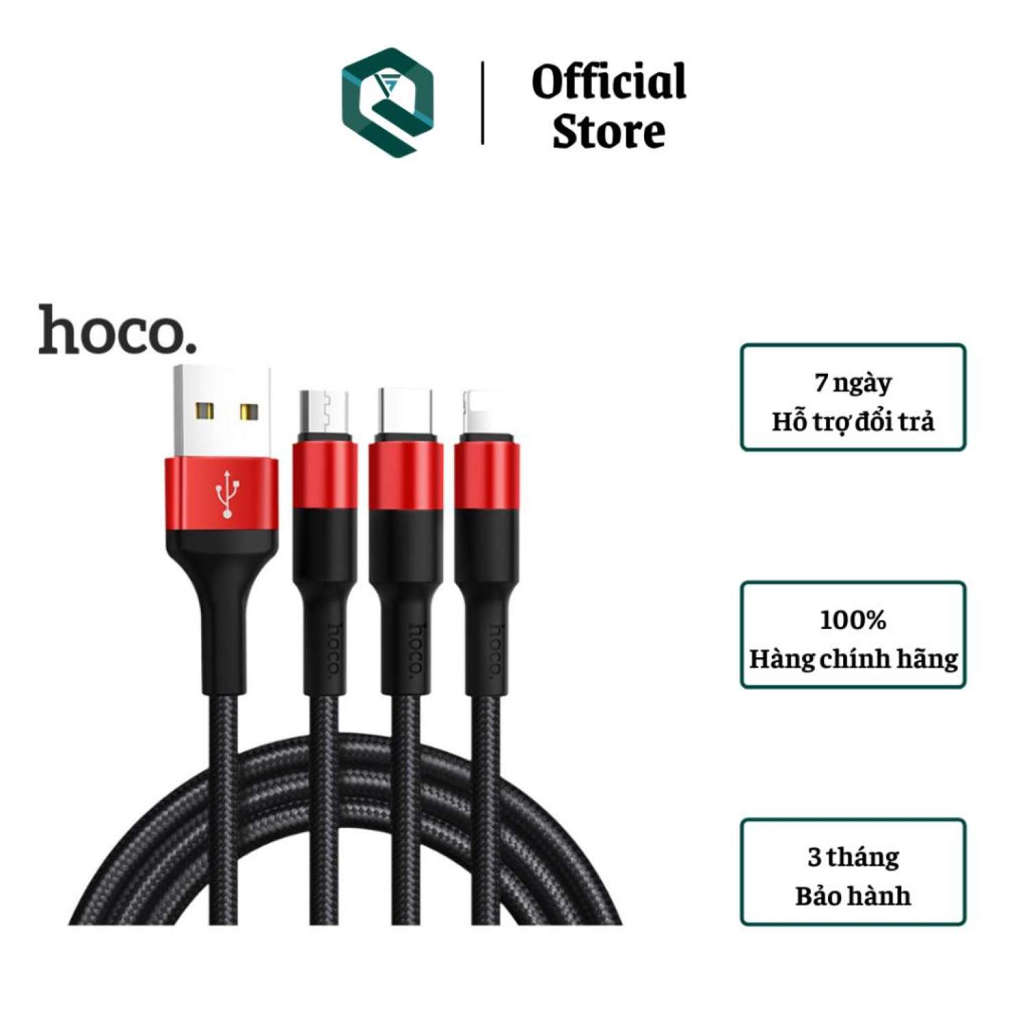 Cáp sạc nhanh dây dù 3 đầu đa năng - dây cáp sạc 3 in 1