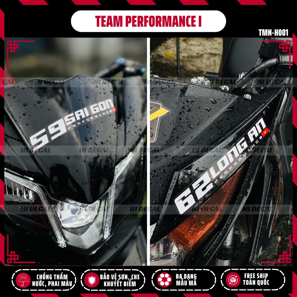 Logo tem sticker dán xe Performance Việt Nam các tỉnh thành | TMN-H001 | Decal dán xe trang trí cho mọi dòng xe