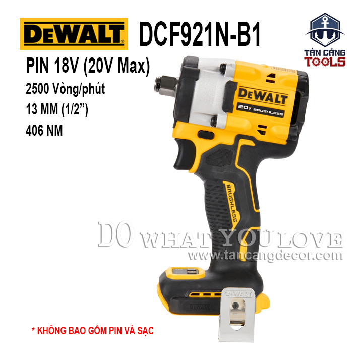 Máy siết bu lông dùng pin dewalt 20v dcf921n-b1 1/2 inches