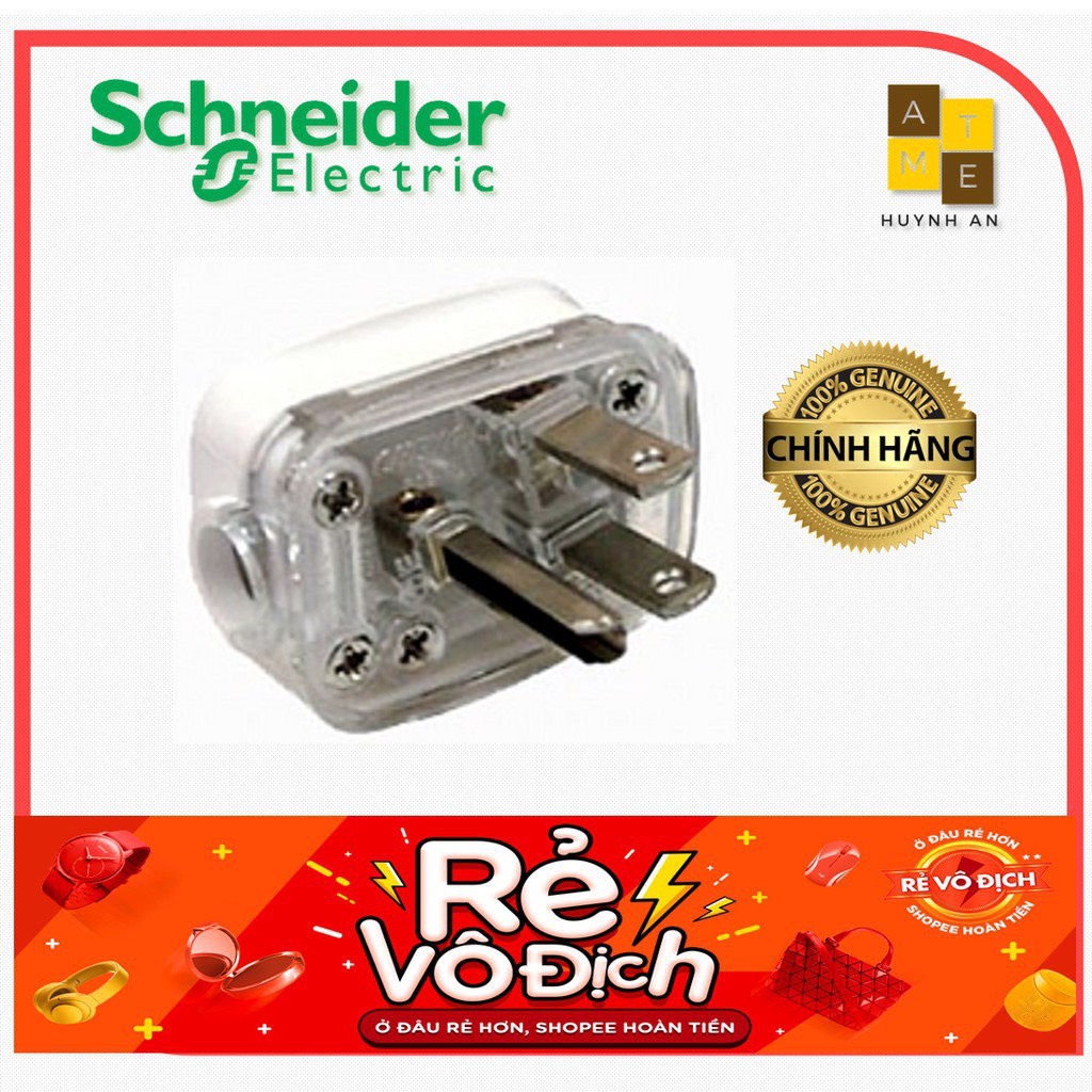 Phích cắm, Phích chuôi cắm 3 chấu chân dẹt 16A- Schneider chính hãng