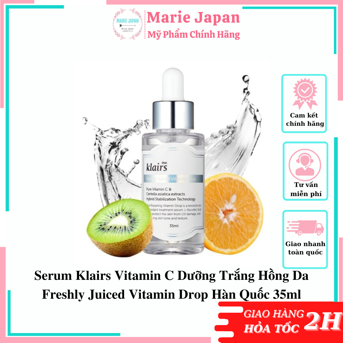 Serum Klairs Vitamin C Dưỡng Trắng Hồng Da Freshly Juiced Vitamin Drop Hàn Quốc 35ml