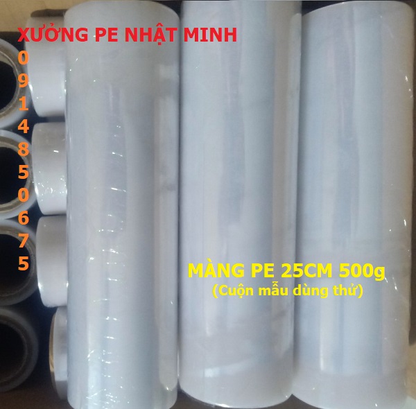 MÀNG PE QUẤN BỤNG 25CM 500G, cuộn mẫu dùng thử
