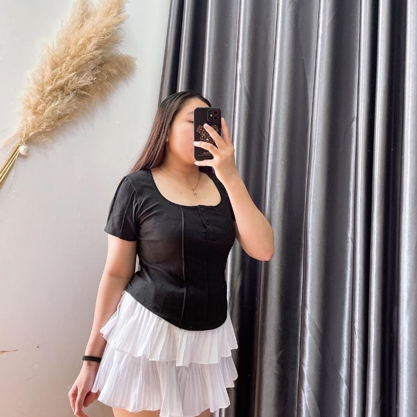 Áo thun nút bigsize oversize cổ chữ U dáng vừa cho các nàng Chuppy TNN