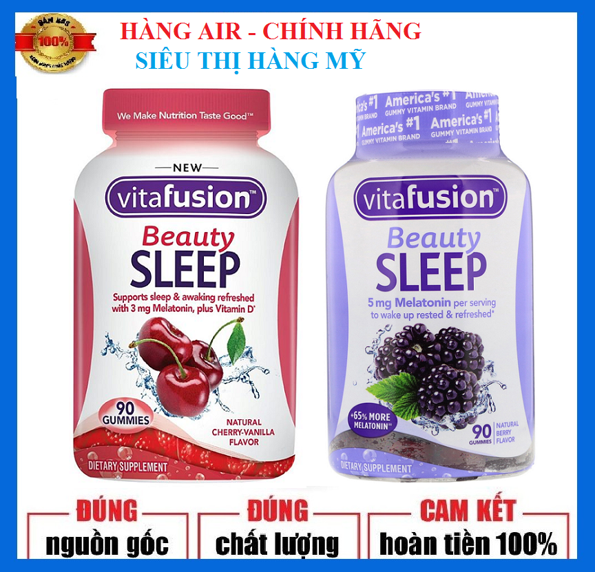Kẹo dẻo hỗ trợ giấc ngủ ngon Vitafusion Beauty Sleep Mỹ 90 viên