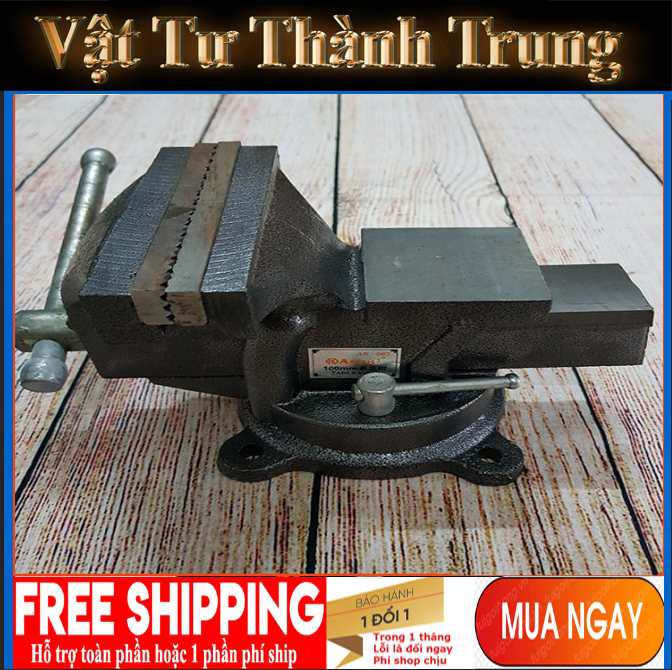 Ê tô kẹp bàn nguội xoay 360 độ asaki ak-667 độ mở 100mm mồm rộng 100mm