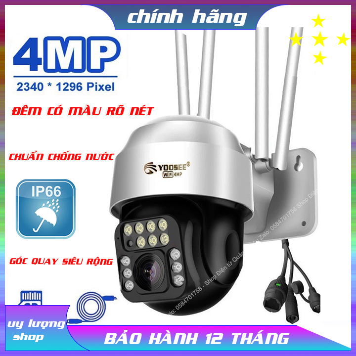 <Tặng thẻ xịn 64>CAMERA PTZ YOOSEE 4 RÂU 4.0MPX SIÊU NÉT, XOAY 360 ĐÊM CÓ MÀU, ĐÀM THOẠI 2 CHIỀU, CHỐNG NƯỚC CỰC TỐT