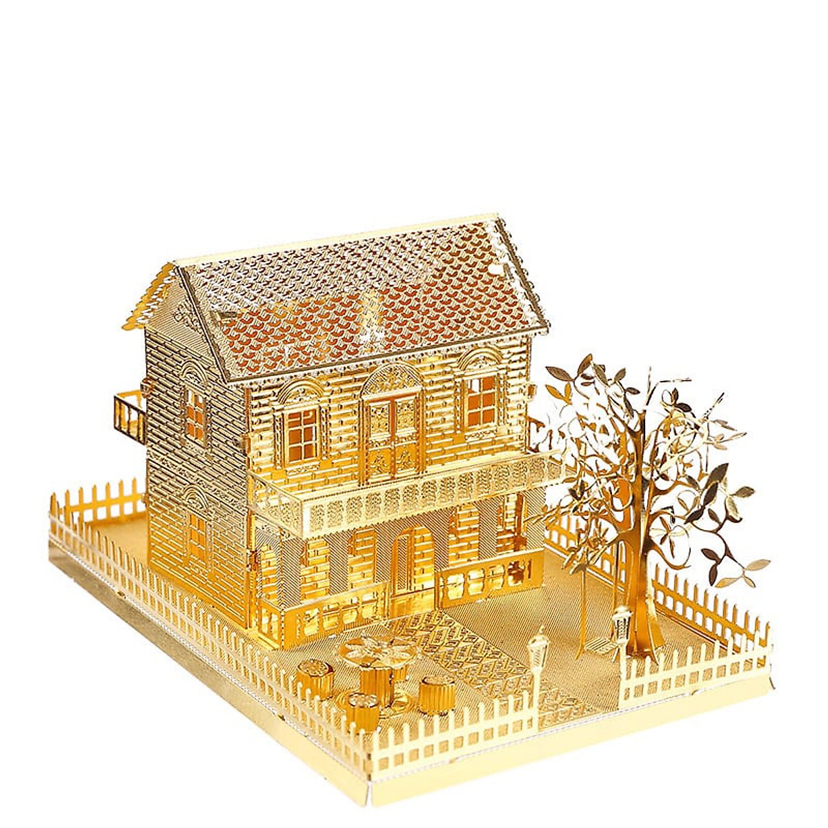 Mô hình Biệt thự cổ điển kim loại Mini Villa Piececool P028-G kim đồ chơi xếp hình tàu chiến mideer jigsaw puzzle uninever mô hình mini mô hình mini cổ mo hinh nha go mini cổ điển