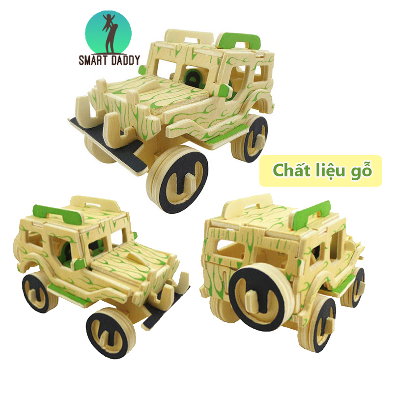 Đồ chơi lắp ghép 3D ô tô bằng gỗ cắt lazer phát trển tư duy kiên trì cho bé