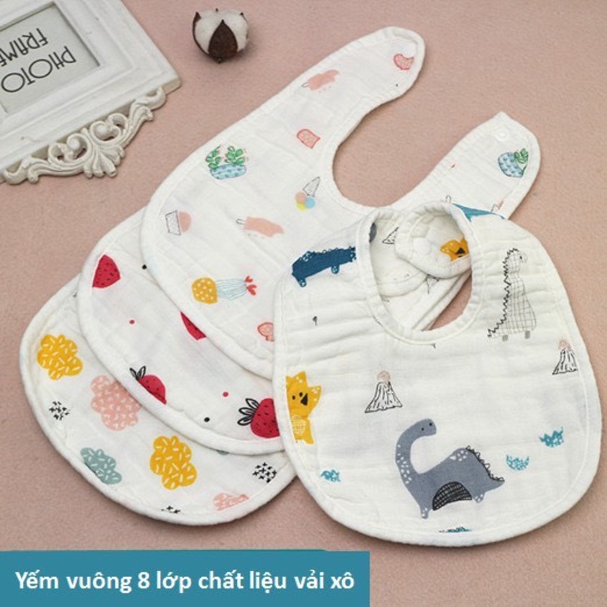 Yếm Xô cổ vuông nút bấm cho bé ăn dặm-Giữ ấm cổ Cho Bé/cho bé ăn dặm