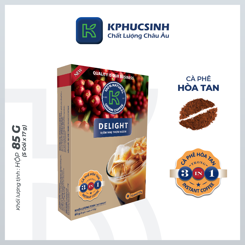 Cà phê hòa tan K Coffee 3 in 1 Delight đậm đà vị cà phê sữa đá 85G