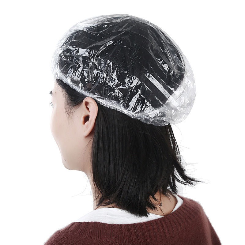 Set 100 túi nilon chùm đầu dây chun trong suốt dùng 1 lần, bao ủ tóc nhuộm tóc, dưỡng tóc, túi chùm đầu khi tắm, Taphoatoanquoc
