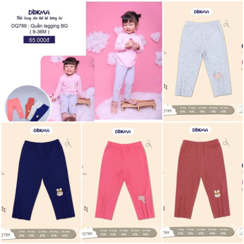 Quần dài legging bé gái Dokma - Chất cotton hữu cơ mềm mại, co giãn