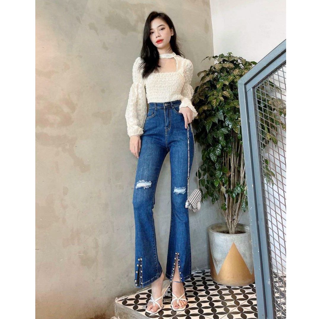 [HCM]Quần jean nữ ống loe ( có ảnh thật bên trong )lưng cao tôn dáng chất vải jean mềm mại  co dãn thoải mái thời trang  thuydieushop97 k0102
