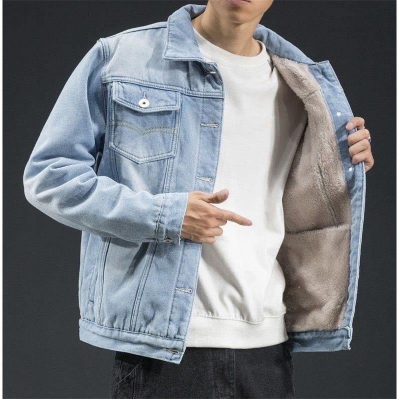 ㊖ Jacket Lót Lông Áo Khoác Bò Nam Mẫu Thu Đông Áo Khoác Bò Nam Rộng Rãi Denim Phong Cách Hàn Quốc Trào Lưu Trẻ Trung Đẹp Trai