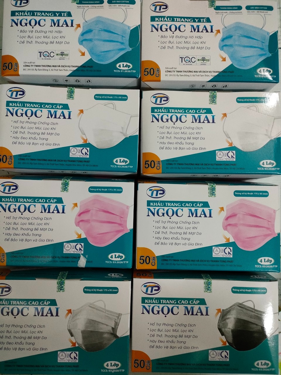 [HCM][HÀNG ĐỦ TIÊU CHUẨN Y TẾ]10 Hộp Khẩu Trang Y Tế Chất Lượng Cao 4 Lớp Ngọc Mai Phòng Ngừa Bệnh Qua Đường Hô Hấp Có Đủ Màu (1hộp/50 cái)