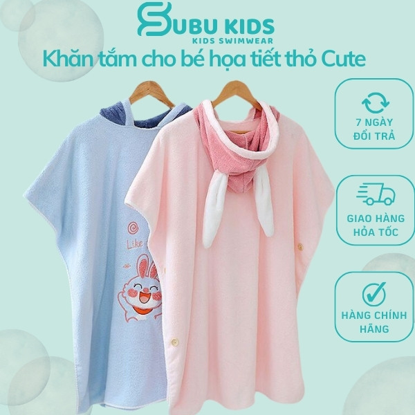 Khăn choàng tắm, áo choàng tắm cho bé đi biển đi bơi chống lạnh nhiều màu sắc kích thước 70x140