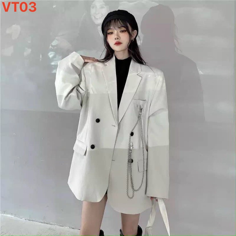 ÁO KHOÁC BLAZER HÀN QUỐC NỮ CÓ PHỤ KIỆN BIG SIZE MẶC RỘNG NHƯ HÌNH