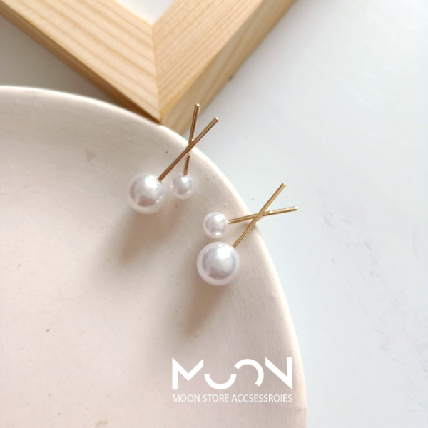 [HCM]Bông tai nữ ngọc trai chéo dễ thương mẫu mới phụ kiện trang sức style hàn quốc - moon store acc
