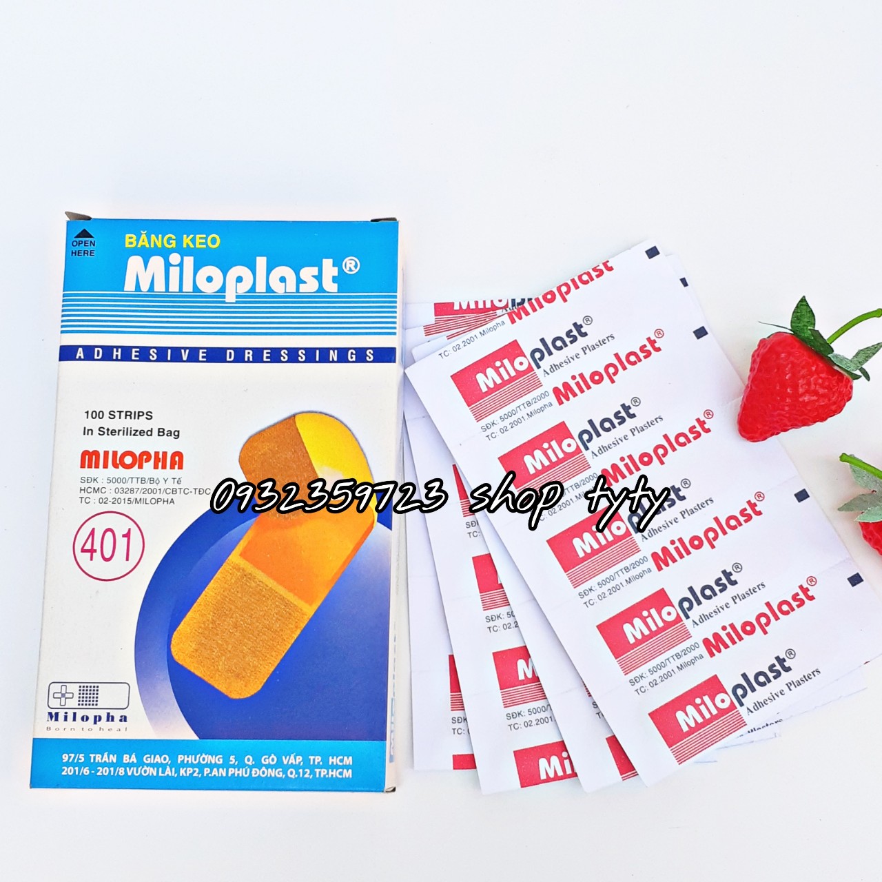 Hộp 100 miếng băng keo cá nhân tiệt trùng milopha 18x65mm