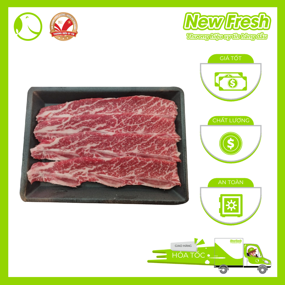 [HỎA TỐC HCM] Sườn Non Bò Mỹ Không Xương Cắt Lát dùng hầm súp nấu cháo nướng thơm ngon bổ dưỡng - Khay 500G