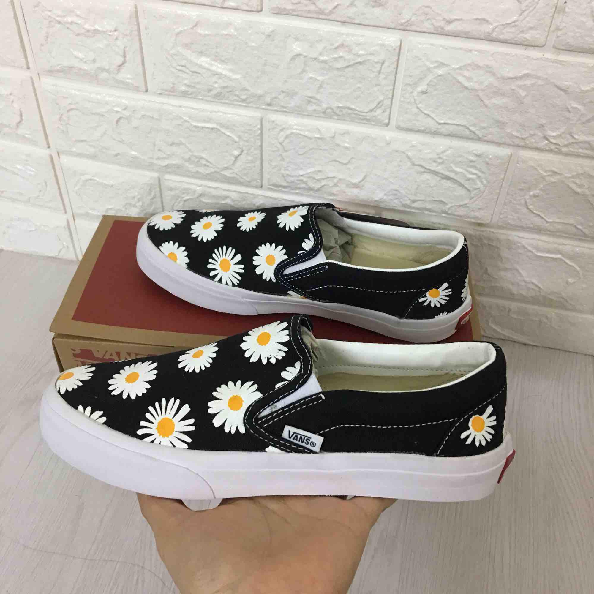 Giày vanz lười slip on Hoa size 36->39