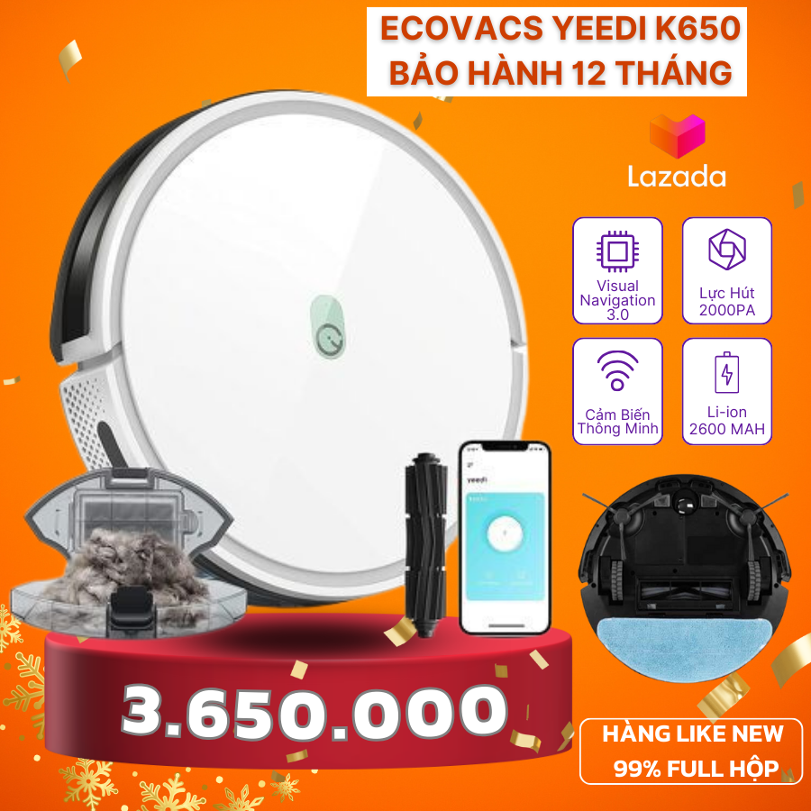 Robot Hút Bụi Lau Nhà Ecovacs YEEDI K650 - Hàng trưng bày 99% - Sử dụng app trên điện thoại - mới 99%BH 12 Tháng - Giao Nhanh 2h HCM - Lắp Đặt Tại Nhà"