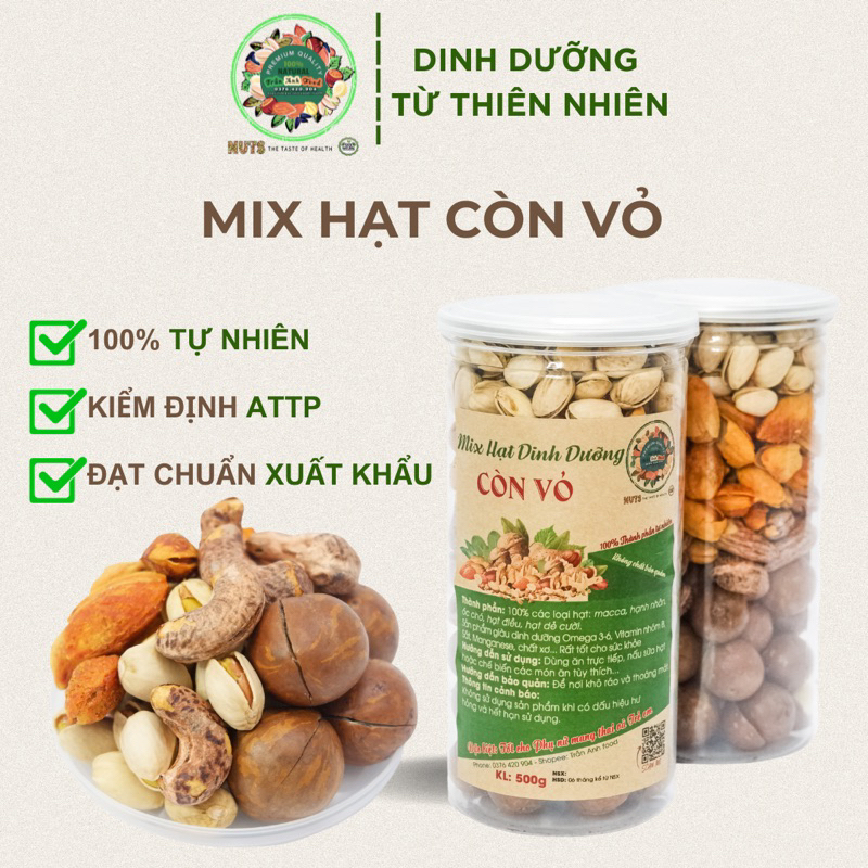 Hạt dinh dưỡng mix nguyên vỏ ta healthy - hạt dinh dưỡng còn vỏ macca, hạnh nhân bơ, hạt điều, hạt dẻ cười mang nhiều dinh dưỡng