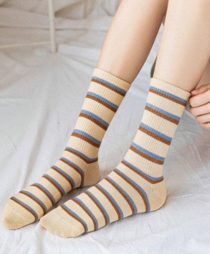 Tất Unisex Cao cổ Họa Tiết Solid Blue