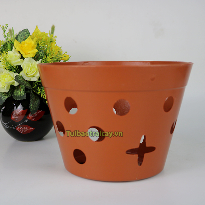 Chậu nhựa giả gốm trồng lan phi 20cm