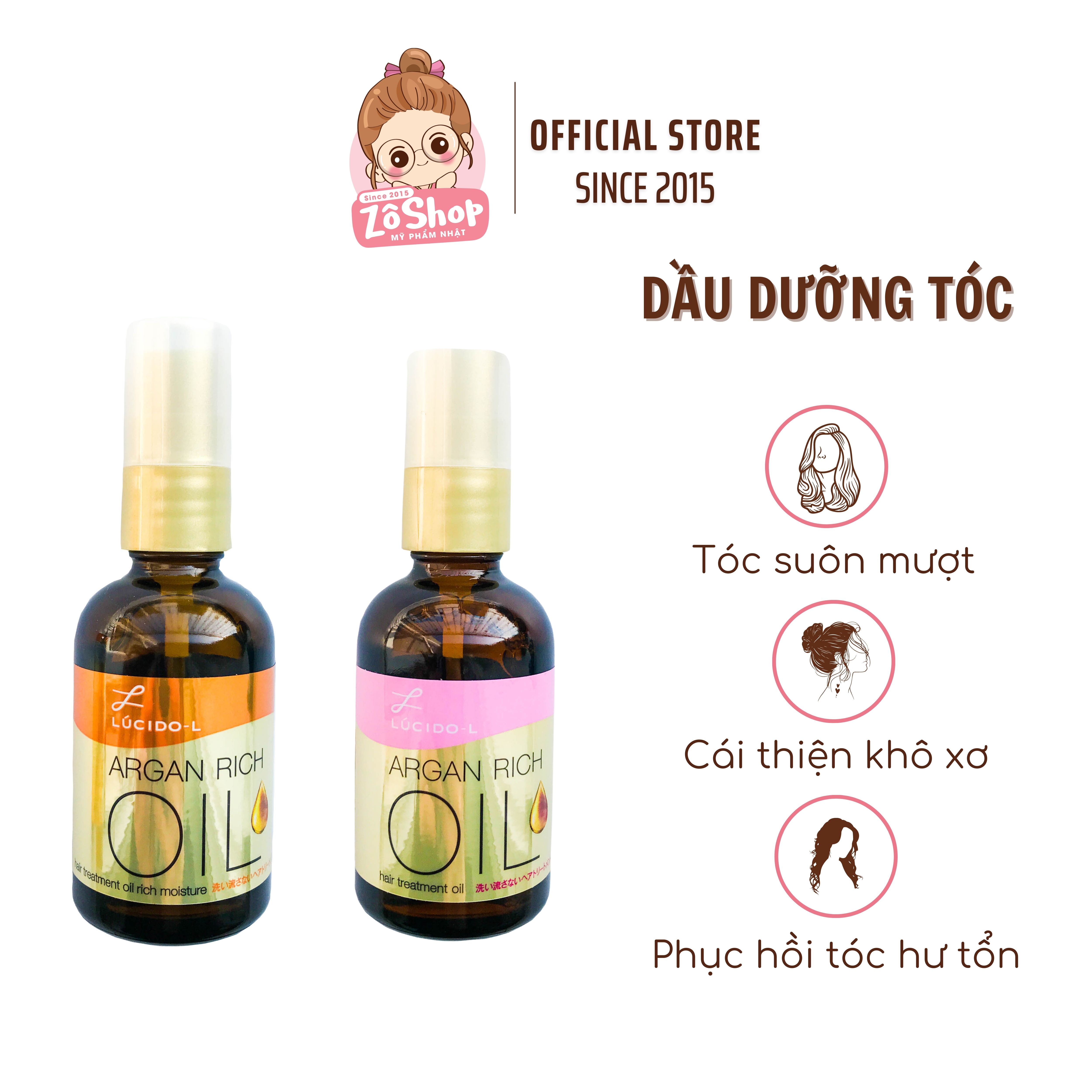Dầu dưỡng tóc bóng mượt, lưu hương dài lâu - Lucido-L Argan Rich Hair Treatment Oil #EX - Smooth
